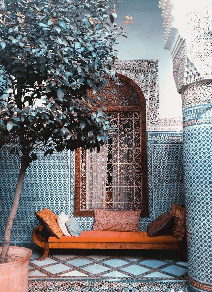 Moroccan inspired outdoor lounge area